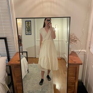 Universal Thread Gauzy White Wrap Midi Dress
